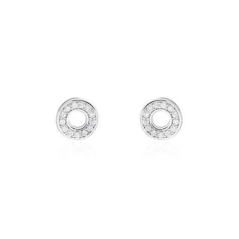 Boucles D'oreilles Puces Argent Blanc Eujen Oxydes De Zirconium - Puces Femme | Marc Orian