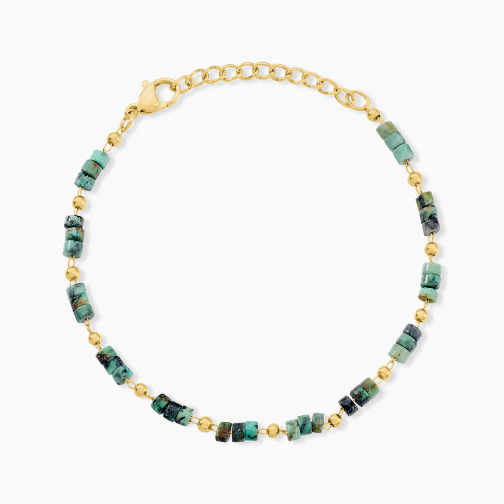 Bracelet Acier Doré Jaspe Africain - Bracelets chaînes Femme | Marc Orian