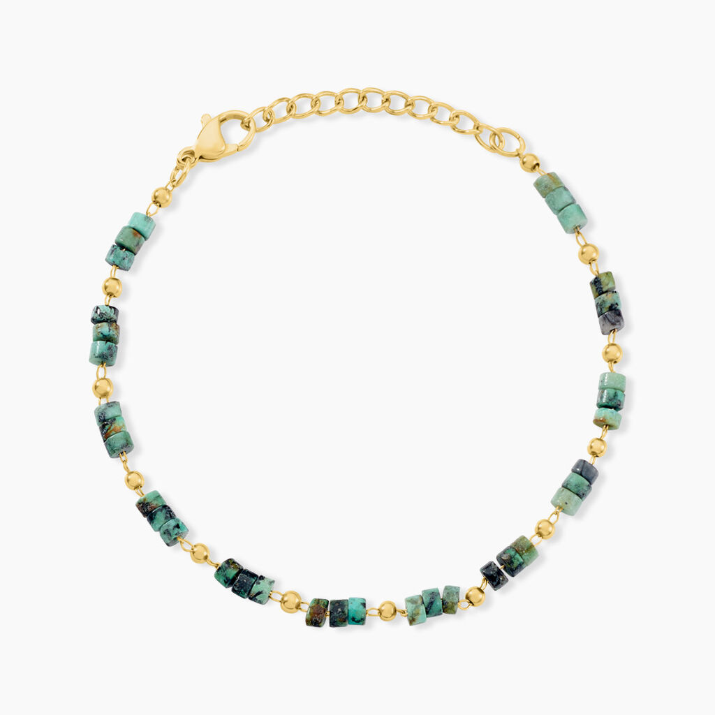 Bracelet Acier Doré Jaspe Africain - Bracelets chaînes Femme | Marc Orian