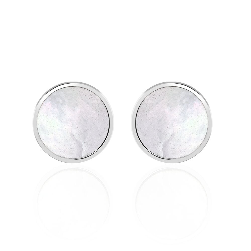 Boucles D'oreilles Puces Zoelle Argent Blanc Nacre - Puces Femme | Marc Orian