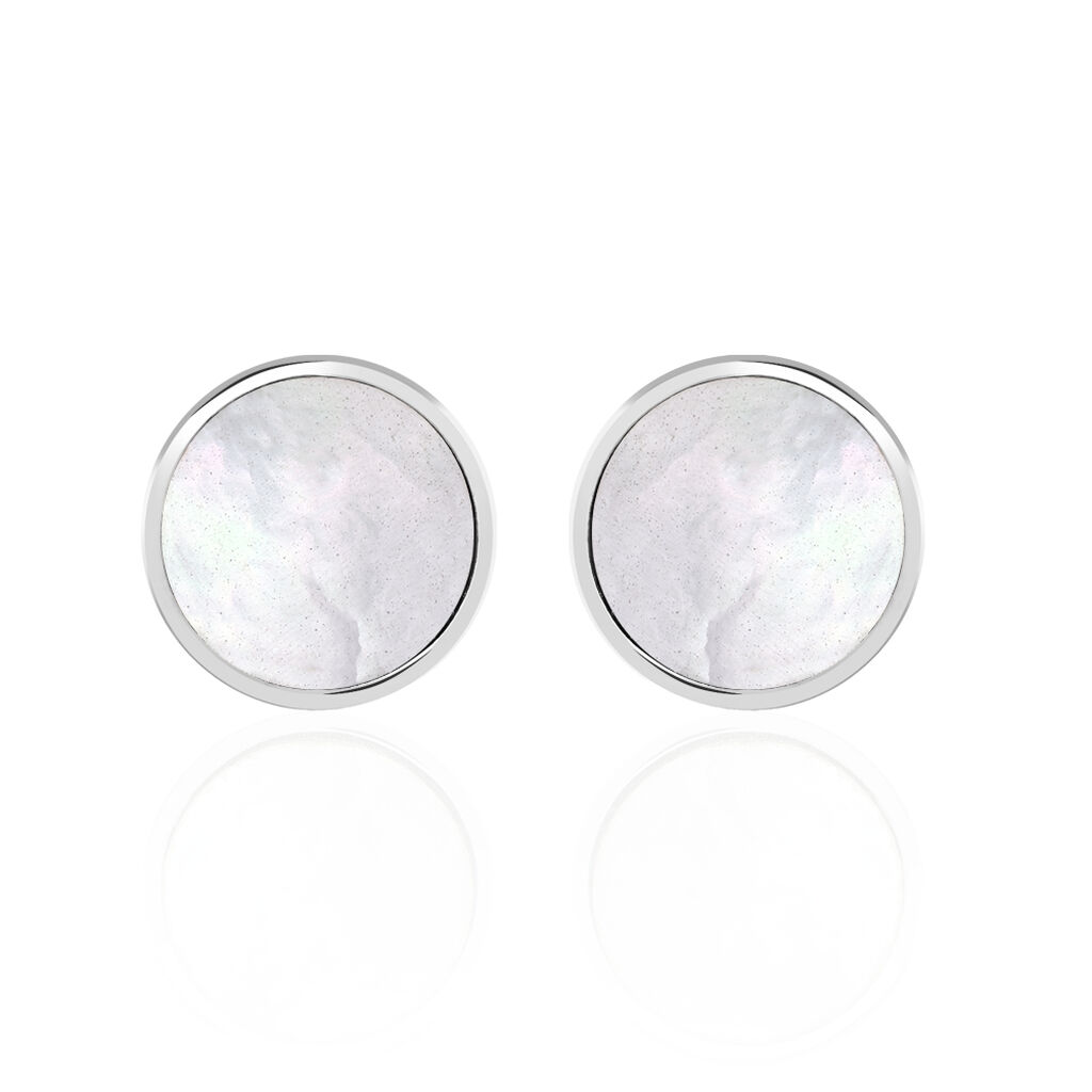 Boucles D'oreilles Puces Zoelle Argent Blanc Nacre - Puces Femme | Marc Orian