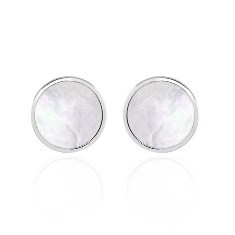 Boucles D'oreilles Puces Zoelle Argent Blanc Nacre - Puces Femme | Marc Orian