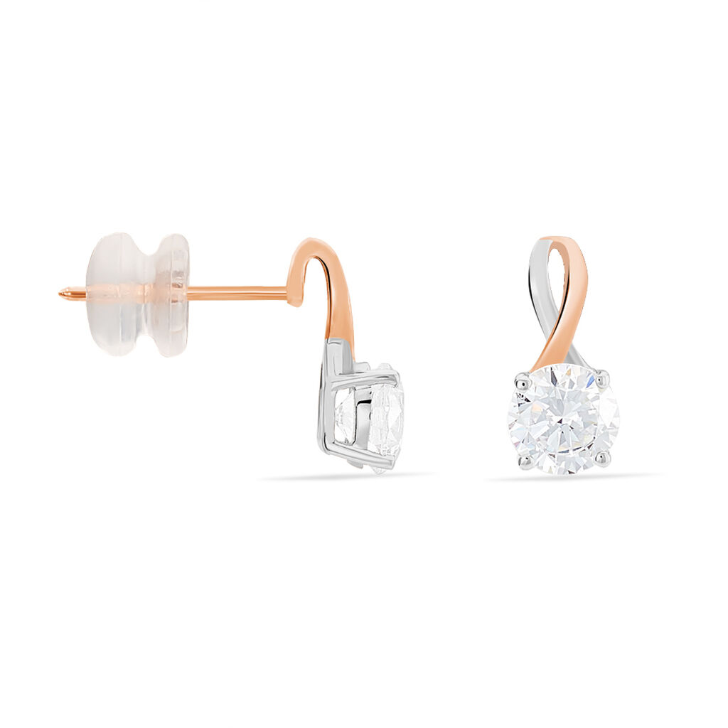 Boucles D'oreilles Pendantes Micheline Or Bicolore Oxyde De Zirconium - Boucles d'oreilles Pendantes Femme | Marc Orian