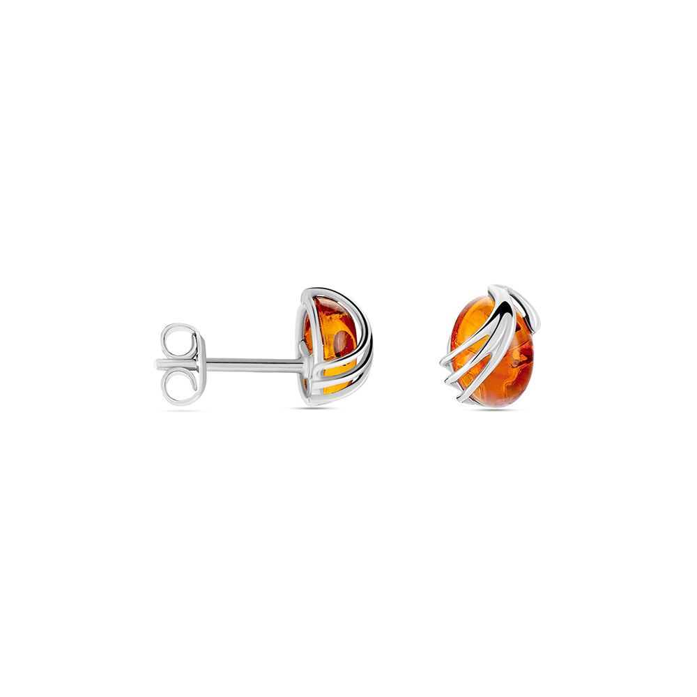 Boucles D'oreilles Argent Blanc Aleina Ambres - Puces Femme | Marc Orian