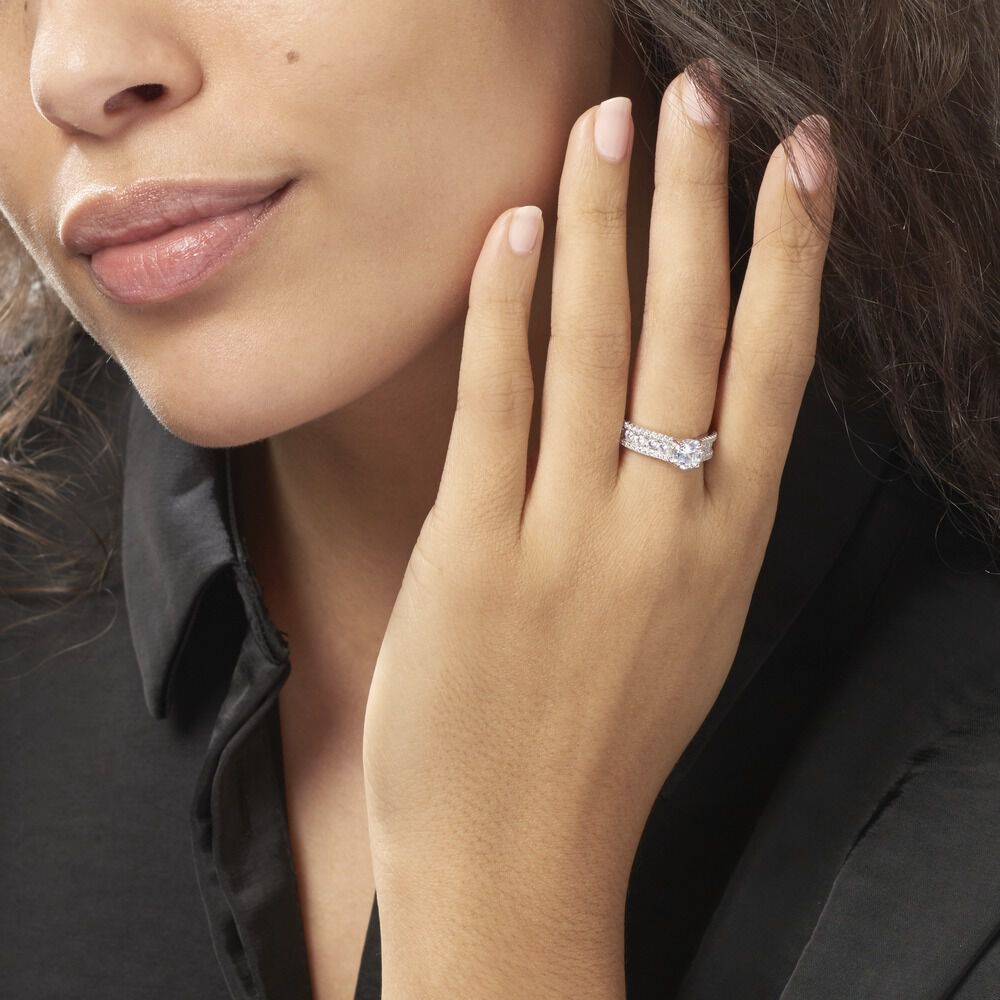 Bague Solitaire Hamane Argent Blanc Oxyde De Zirconium - Solitaires Femme | Marc Orian