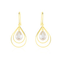 Boucles D'oreilles Pendantes Martyna Or Jaune Perle De Culture
