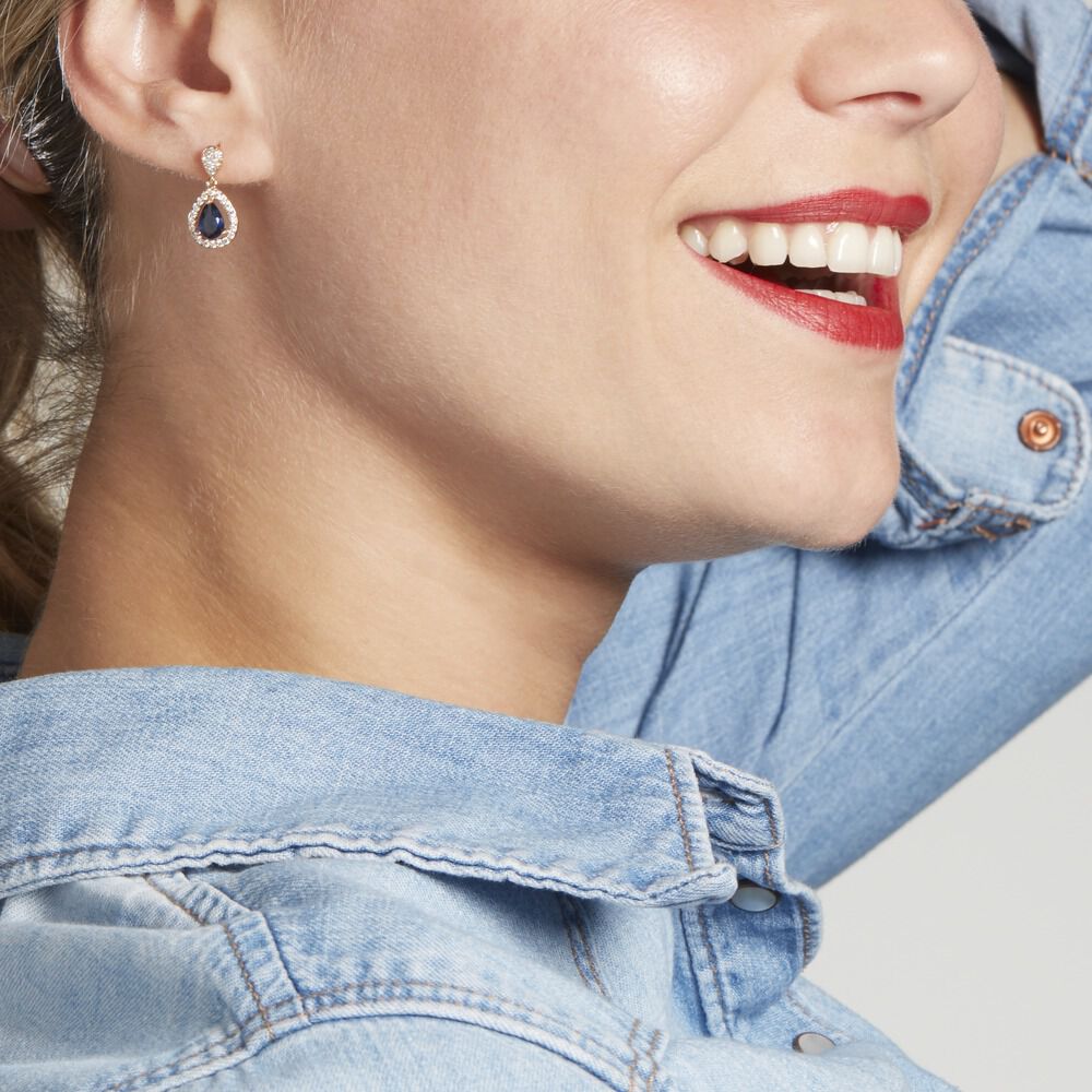 Boucles D'oreilles Pendantes Brigita Plaqu&eacute; Or Pierre De Synthese - Pendantes Femme | Marc Orian