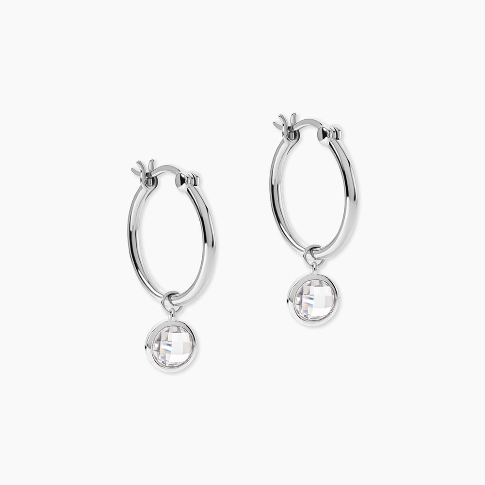 Cr&eacute;oles Bastiano Rondes Argent Blanc Oxyde De Zirconium - Boucles d'oreilles pampille Femme | Marc Orian