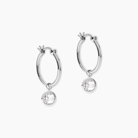 Cr&eacute;oles Bastiano Rondes Argent Blanc Oxyde De Zirconium - Boucles d'oreilles pampille Femme | Marc Orian