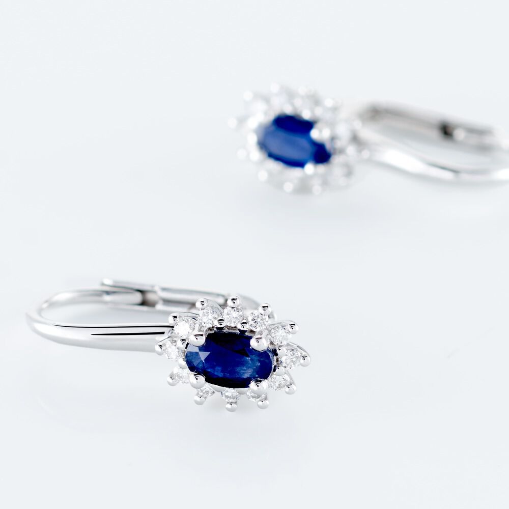 Boucles D'oreilles Pendantes Vladimir Or Blanc Saphir Diamant -  Femme | Marc Orian