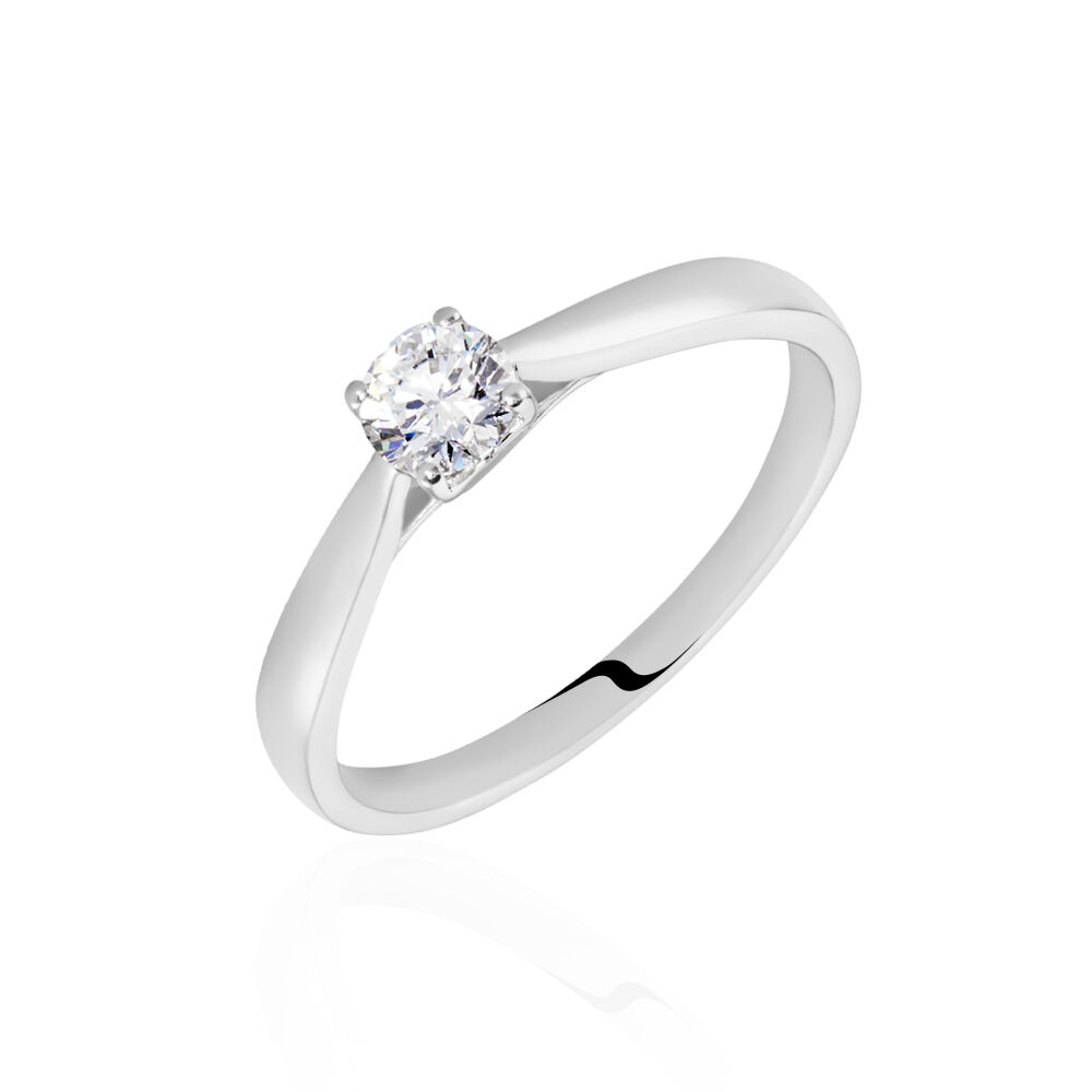 Bague Solitaire Vicoeuria Or Blanc Diamant Synth&eacute;tique - Parures de mariage Femme | Marc Orian