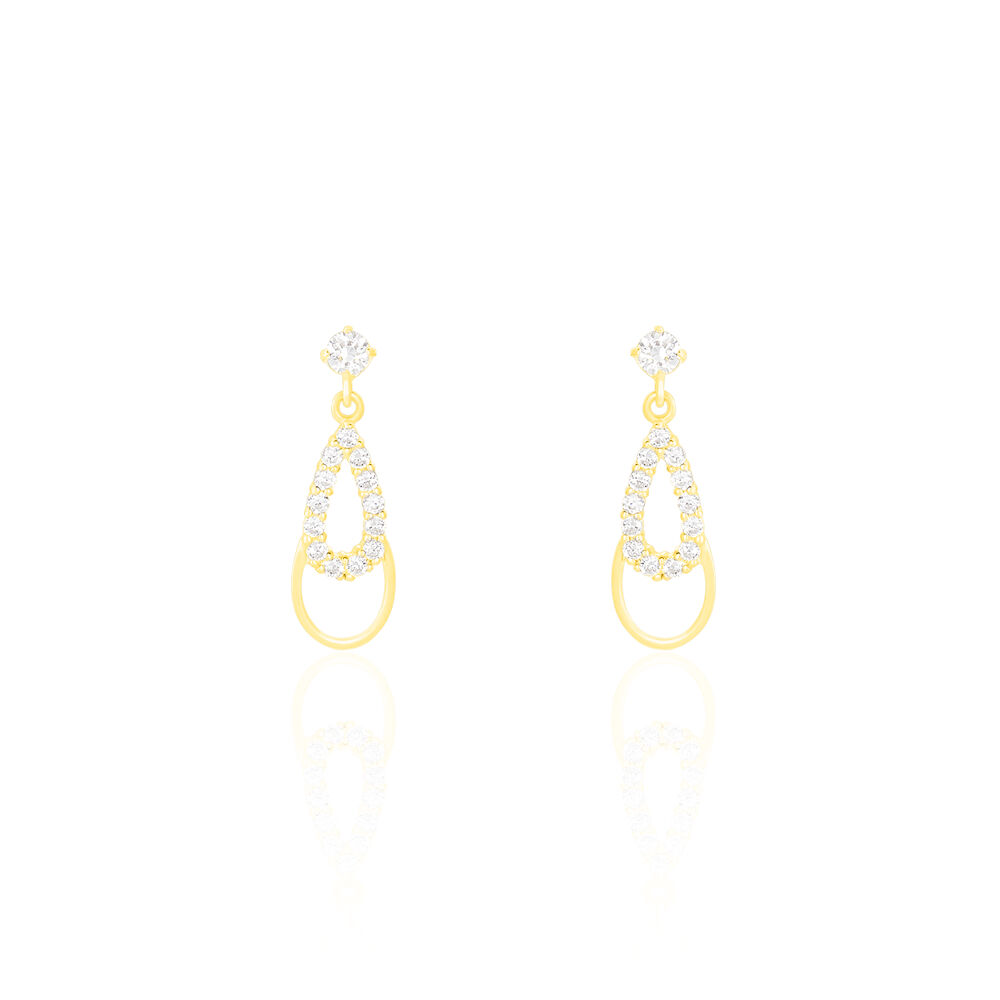 Boucles D'oreilles Pendantes Britain Or Jaune Oxyde De Zirconium - Pendantes Femme | Marc Orian