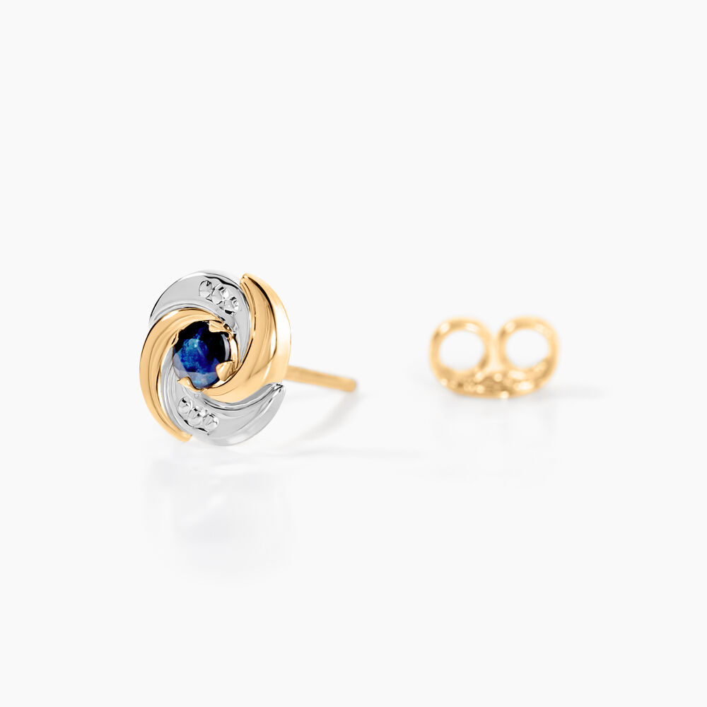 Boucles D'oreilles Puces Potentille Or Jaune Saphir - Puces Femme | Marc Orian