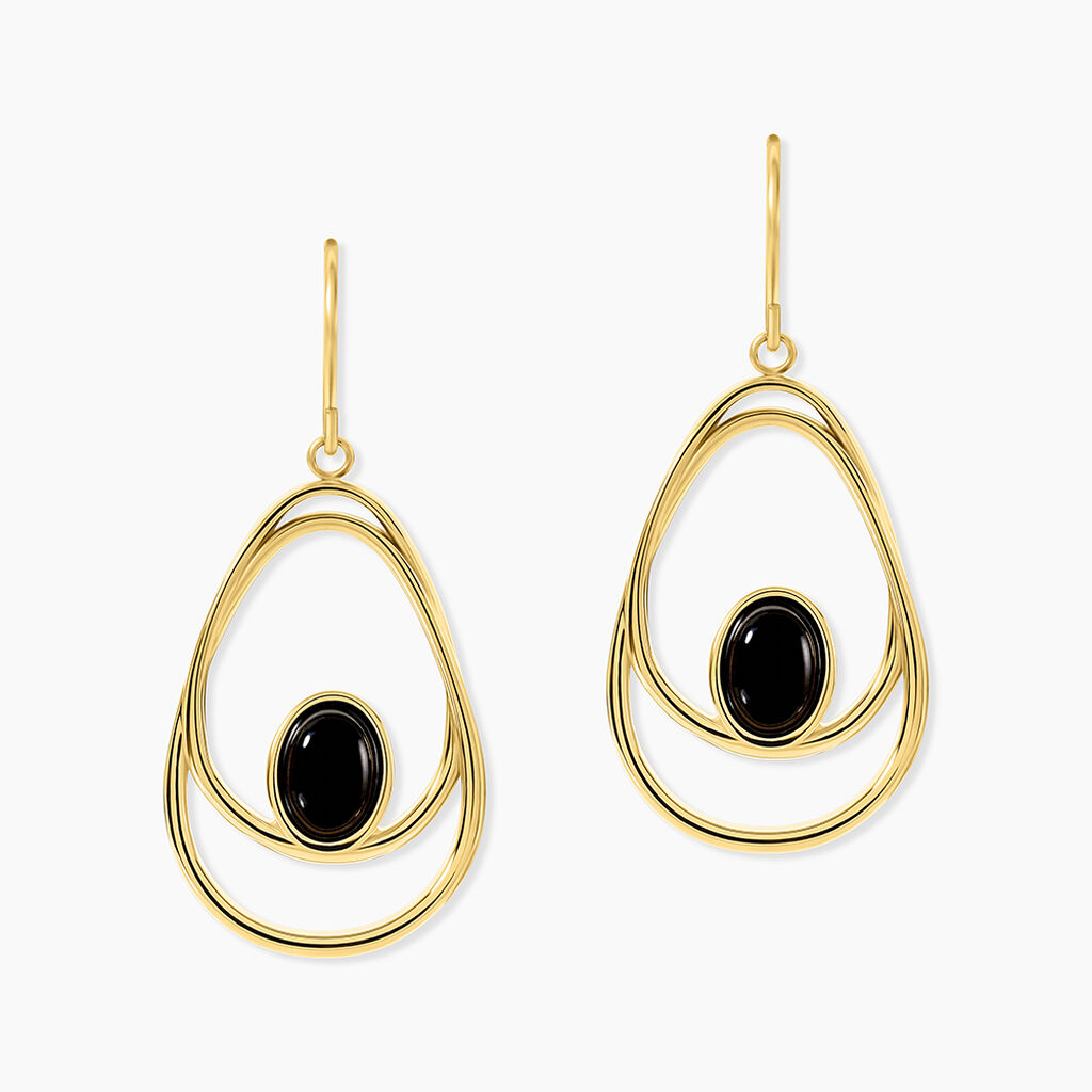 Boucles D'oreilles Pendantes Acier Dor&eacute; Ruben Agate - Pendantes Femme | Marc Orian