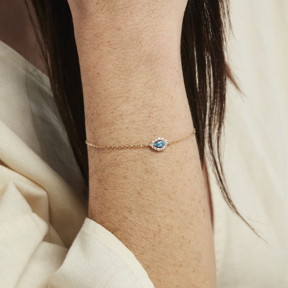 Bracelet Zihna Plaqué Or Jaune Pierre De Synthèse Oxyde - Bracelets chaînes Femme | Marc Orian