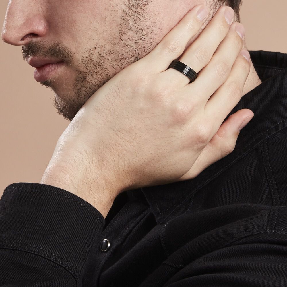 Bague Rico Acier Noir -  Homme | Marc Orian