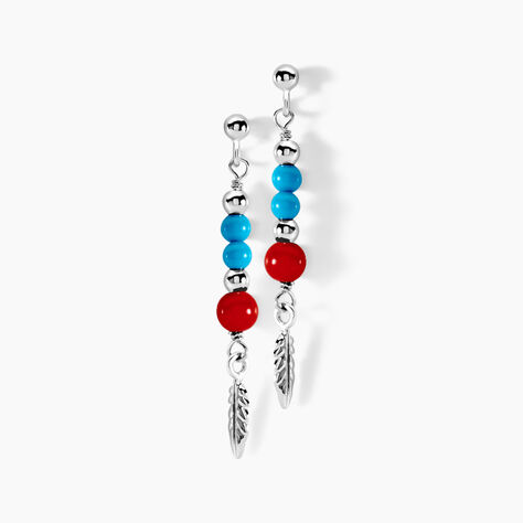 Boucles D'oreilles Pendantes Behati Argent Blanc Corail Turquoise - Pendantes Femme | Marc Orian