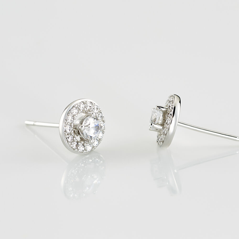 Boucles D'oreilles Puces Star Or Blanc Oxyde De Zirconium - Puces Femme | Marc Orian