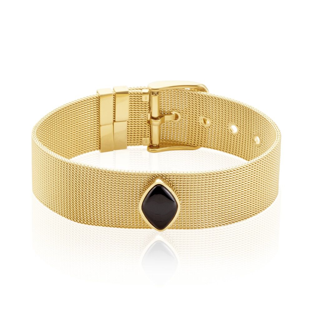 Bracelet Maille Acier Dor&eacute; Ryad Agate - Bracelets mailles Femme | Marc Orian