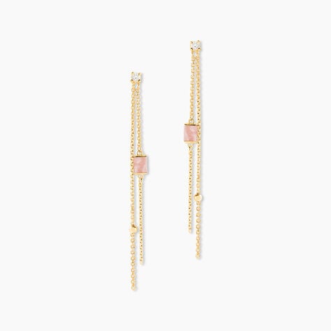 Boucles D'oreilles Pendantes Reflets Pop Or Jaune Rhodochrosite - Pendantes Femme | Marc Orian