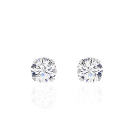 Boucles D'oreilles Puces Philia Argent Blanc Oxyde De Zirconium - Clous d'oreilles Femme | Marc Orian