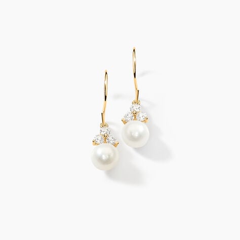 Boucles D'oreilles Pendantes Taissia Or Jaune Perle De Culture - Boucles d'oreilles mariage Femme | Marc Orian