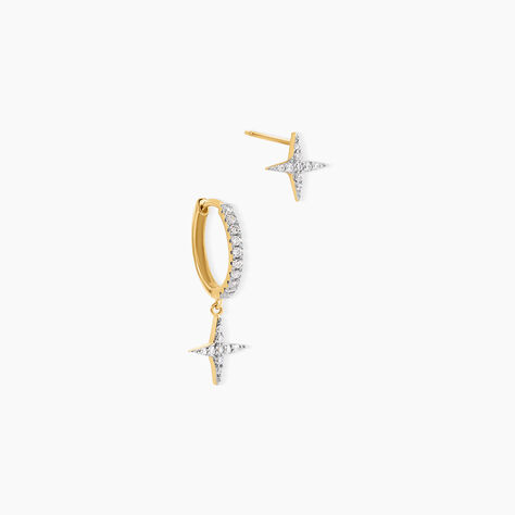 Boucles D'oreilles Deparaillees Or Jaune Kirsteen Oxyde - Boucles d'oreilles Femme | Marc Orian