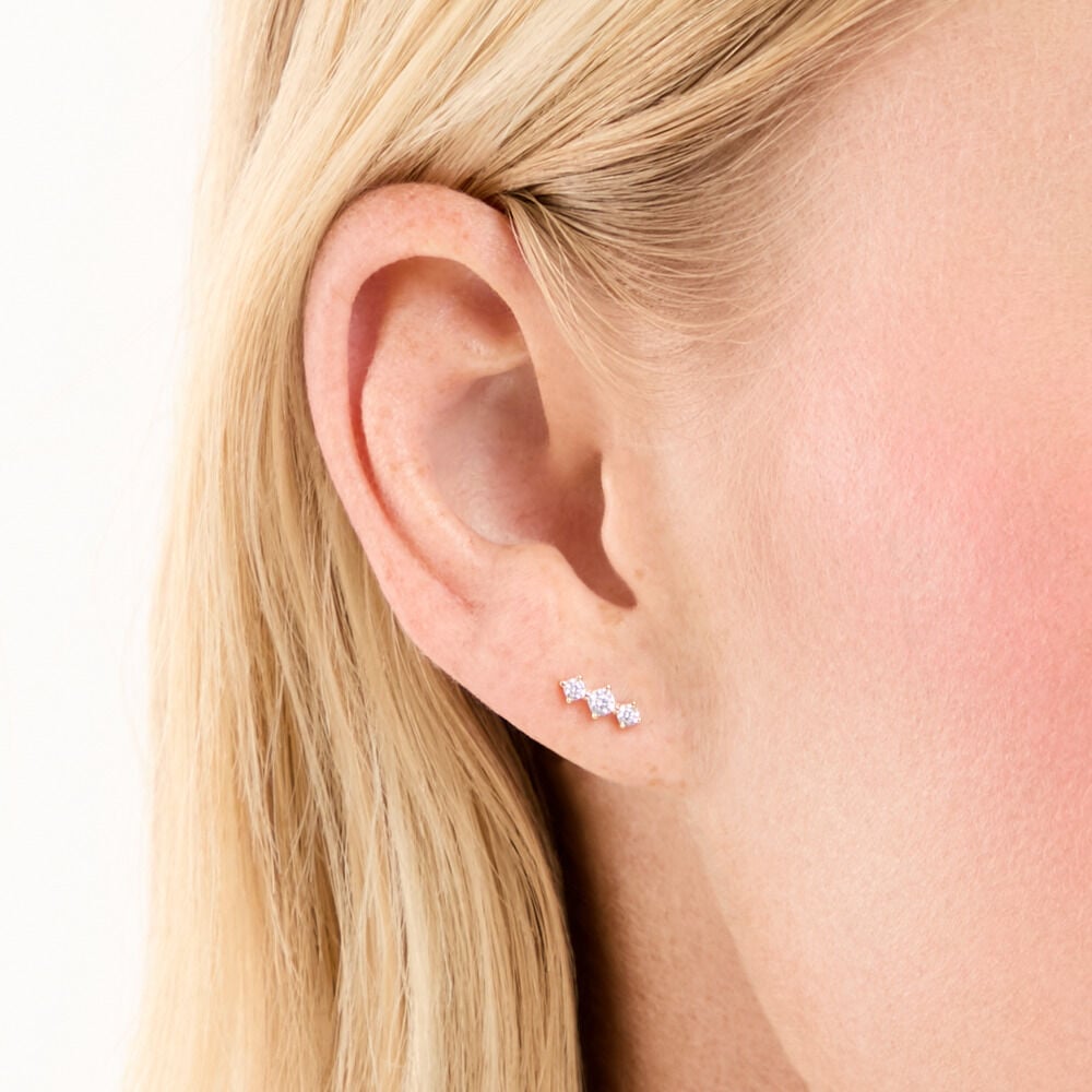 Boucles D'Oreilles Puces Maelly Plaqu&eacute; Or Jaune Oxyde De Zirconium - Puces Femme | Marc Orian
