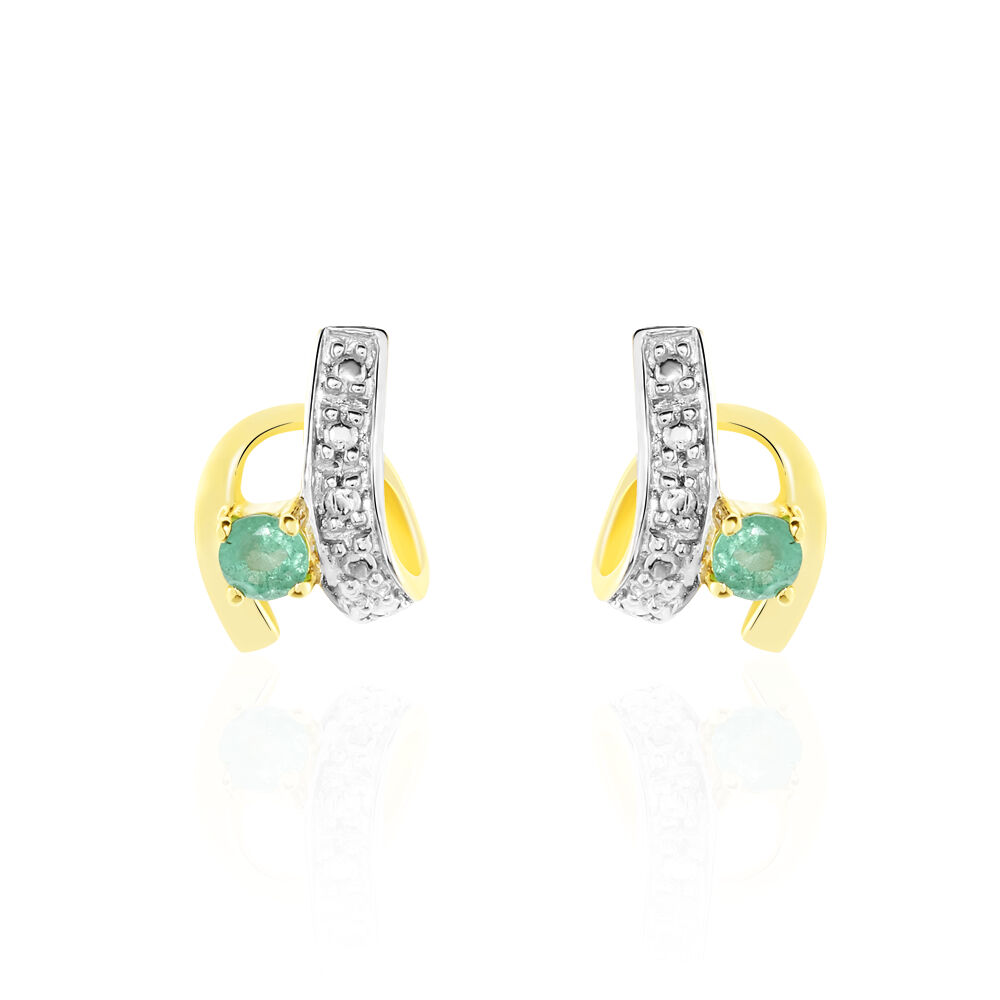 Boucles D'oreilles Puces Loubra Or Jaune Emeraude - Puces Femme | Marc Orian