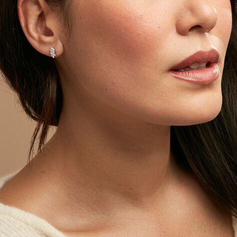 Boucles D'oreilles Puces Mascaret Argent Blanc Oxyde De Zirconium - Clous d'oreilles Femme | Marc Orian