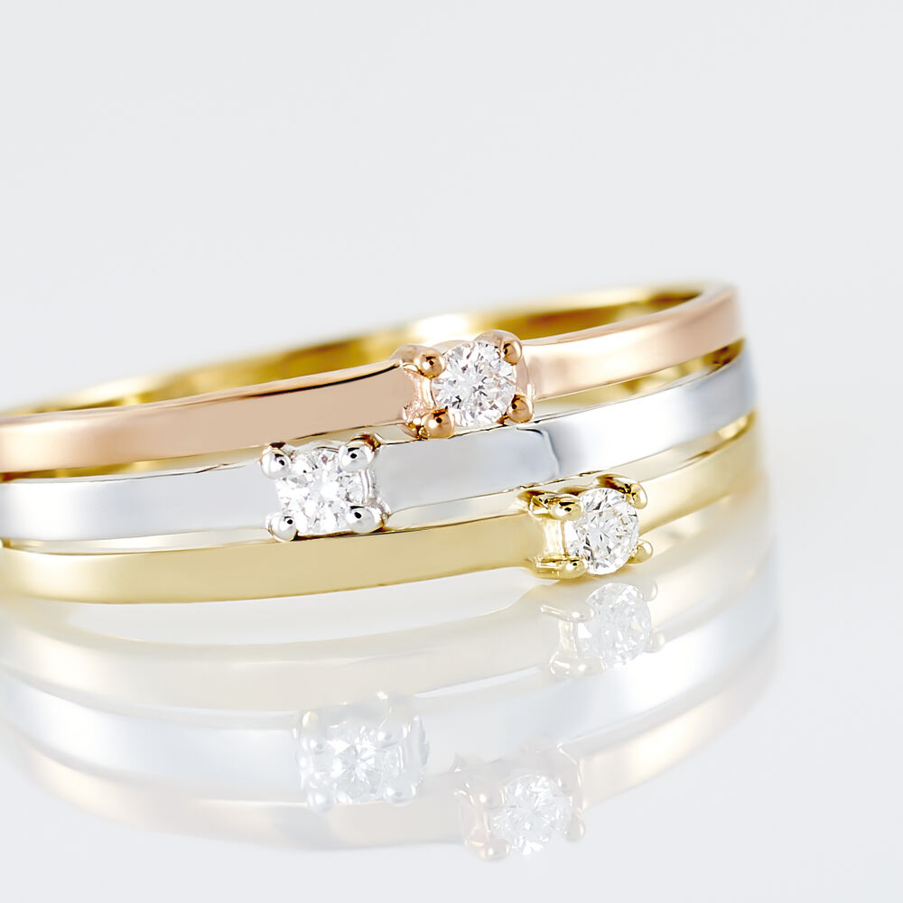 Bague Superposition Or Tricolore Diamant - Bagues 3 anneaux Femme | Marc Orian