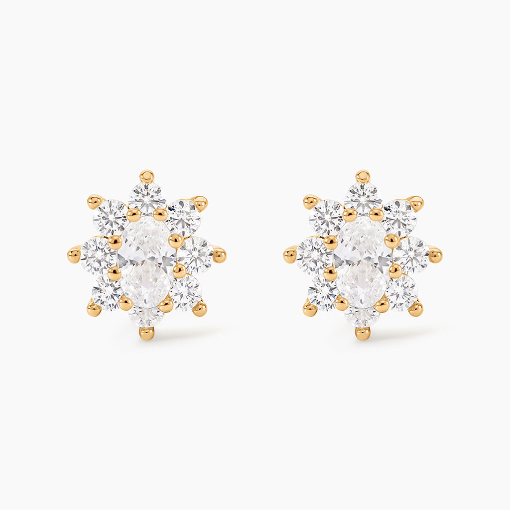 Boucles D'oreilles Puces Lisea Plaqu&eacute; Or Oxydes De Zirconium - Puces Femme | Marc Orian