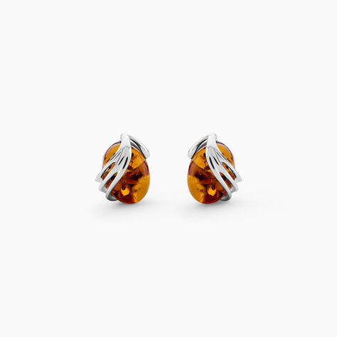 Boucles D'oreilles Argent Blanc Aleina Ambres - Puces Femme | Marc Orian