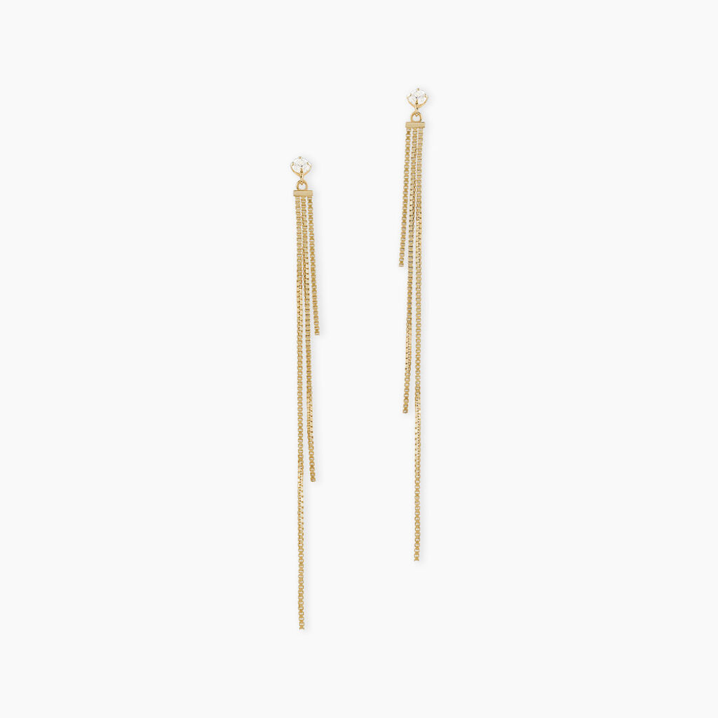 Boucles D'oreilles Pendantes Carrine Or Jaune Oxyde De Zirconium - Pendantes Femme | Marc Orian