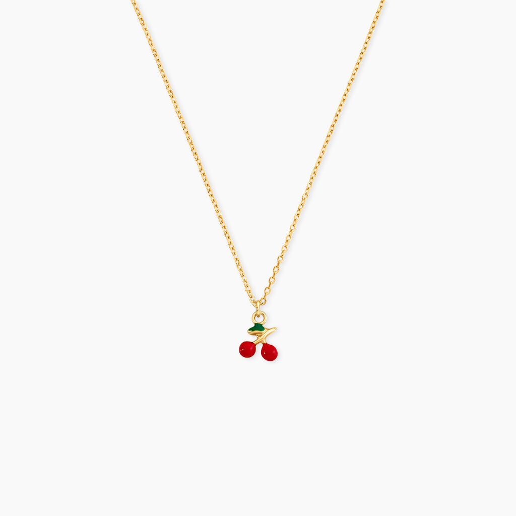Collier Cherry Cerise Argent Dor&eacute; A L'Or 750/1000 - Colliers ete Enfant | Marc Orian