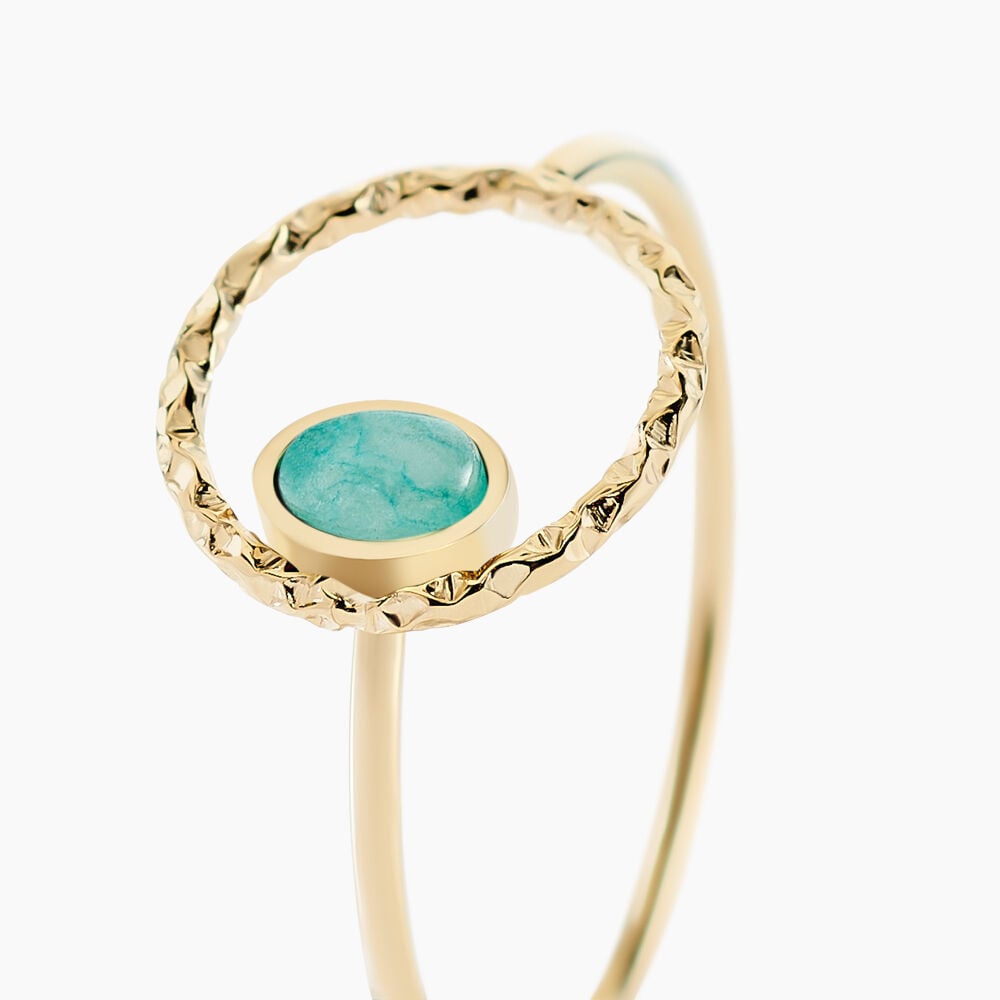 Bague Acier Dor&eacute;  Amazonite - Bijoux fantaisie Femme | Marc Orian