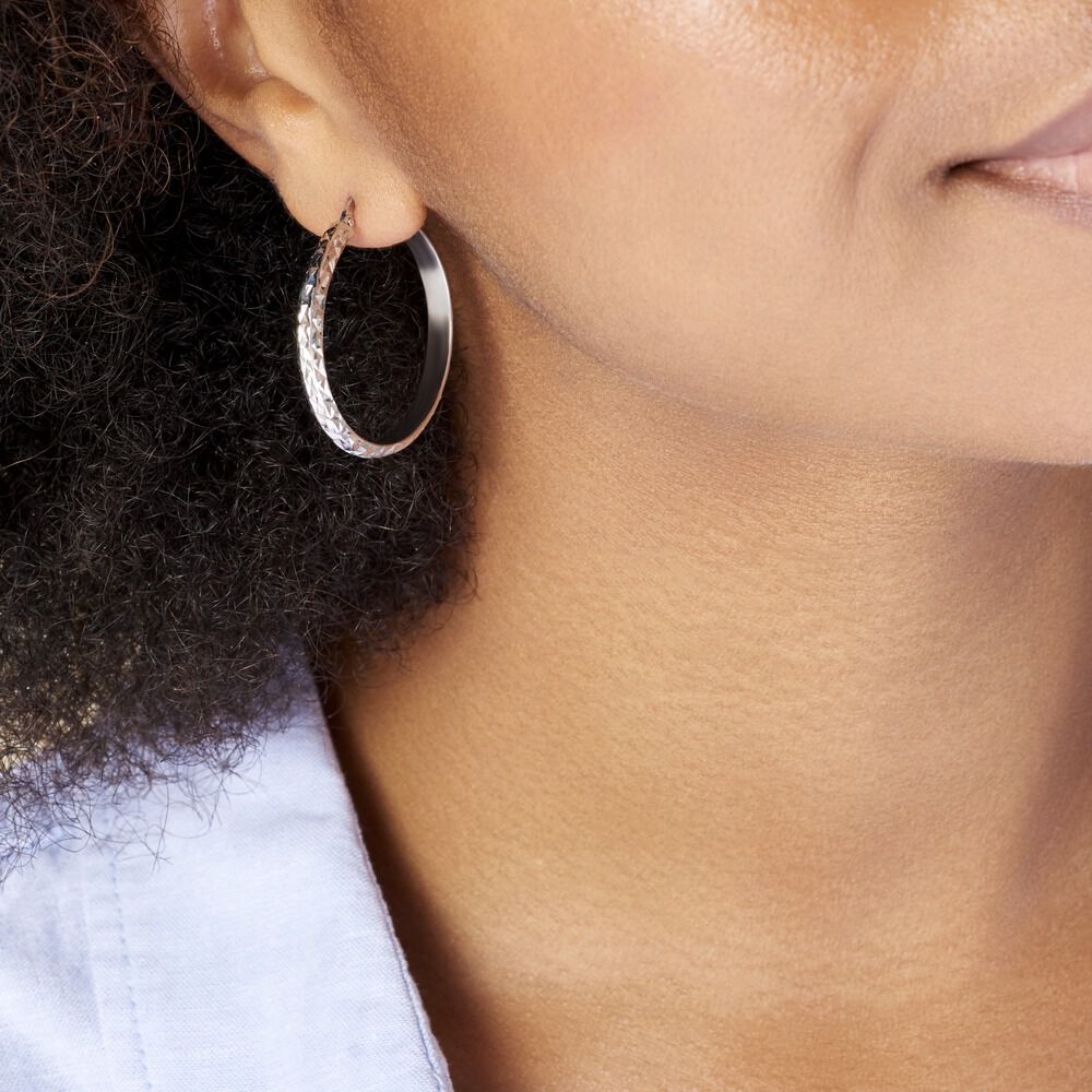 Créoles Argent Blanc Esmee - Créoles Femme | Marc Orian