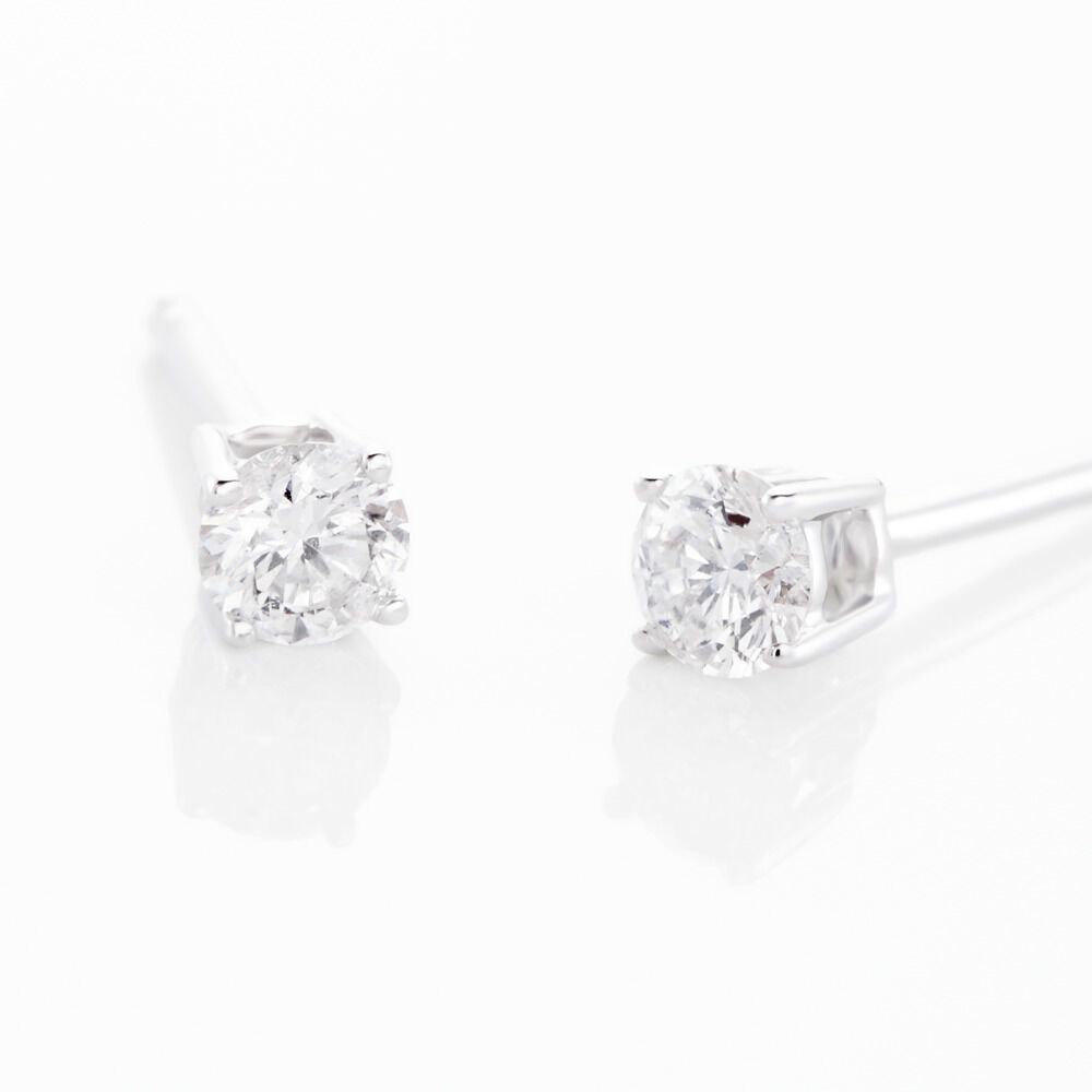 Boucles D'oreilles Puces Aphrodite Or Blanc Diamant - Puces Famille | Marc Orian