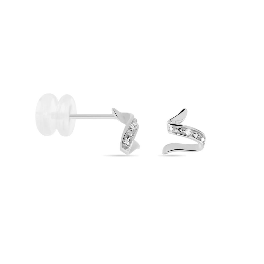 Boucles D'oreilles Puces Ouassima Or Blanc Diamant - Puces Femme | Marc Orian
