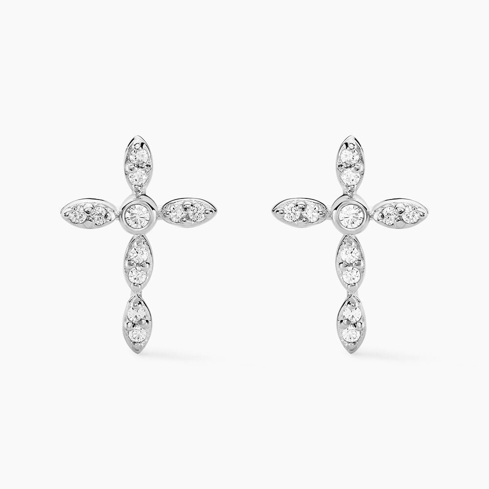 Boucles D'oreilles Puces Ysalis Argent Blanc Oxyde De Zirconium - Puces Femme | Marc Orian