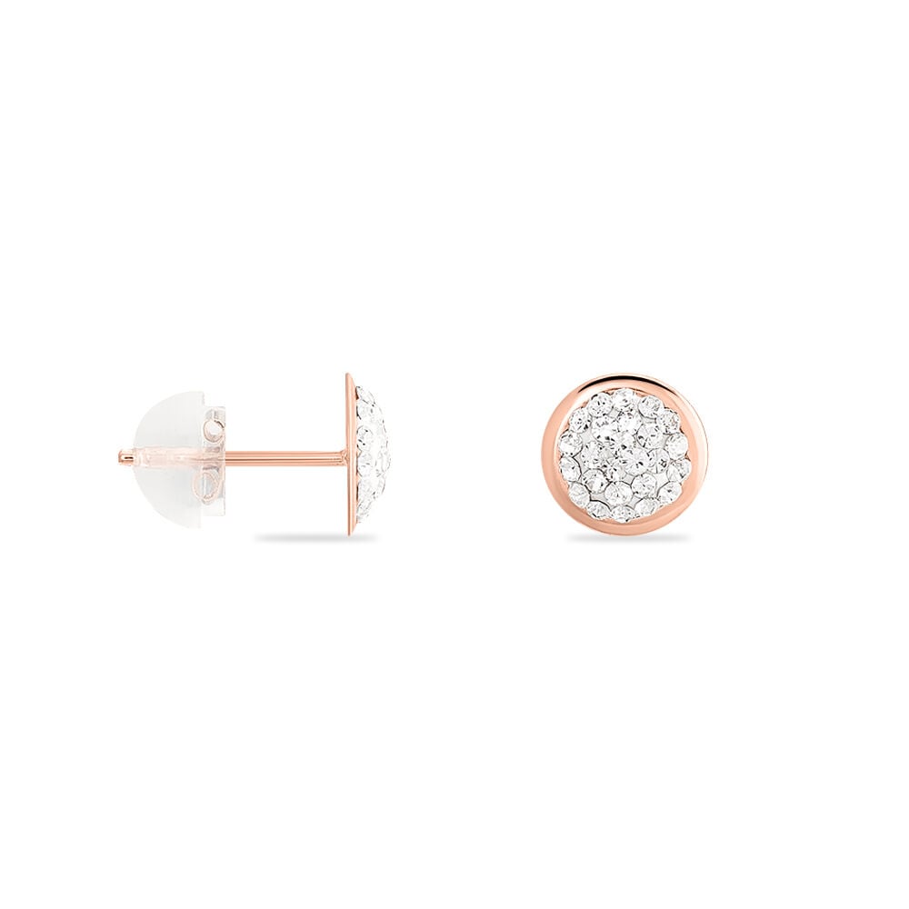 Boucles D'oreilles Puces Edmee Cercle 0 Or Rose Strass - Puces Femme | Marc Orian