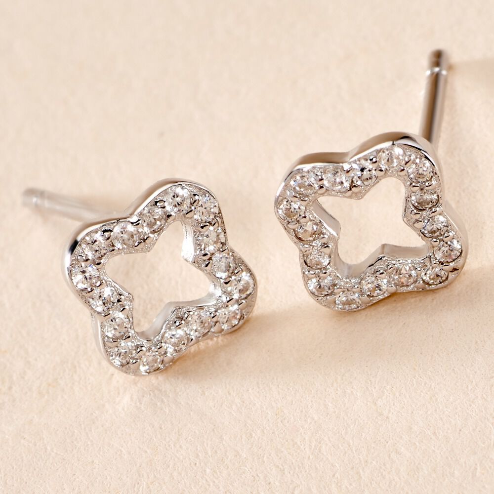 Boucles D'oreilles Puces Tully Argent Blanc Oxyde De Zirconium - Puces Femme | Marc Orian