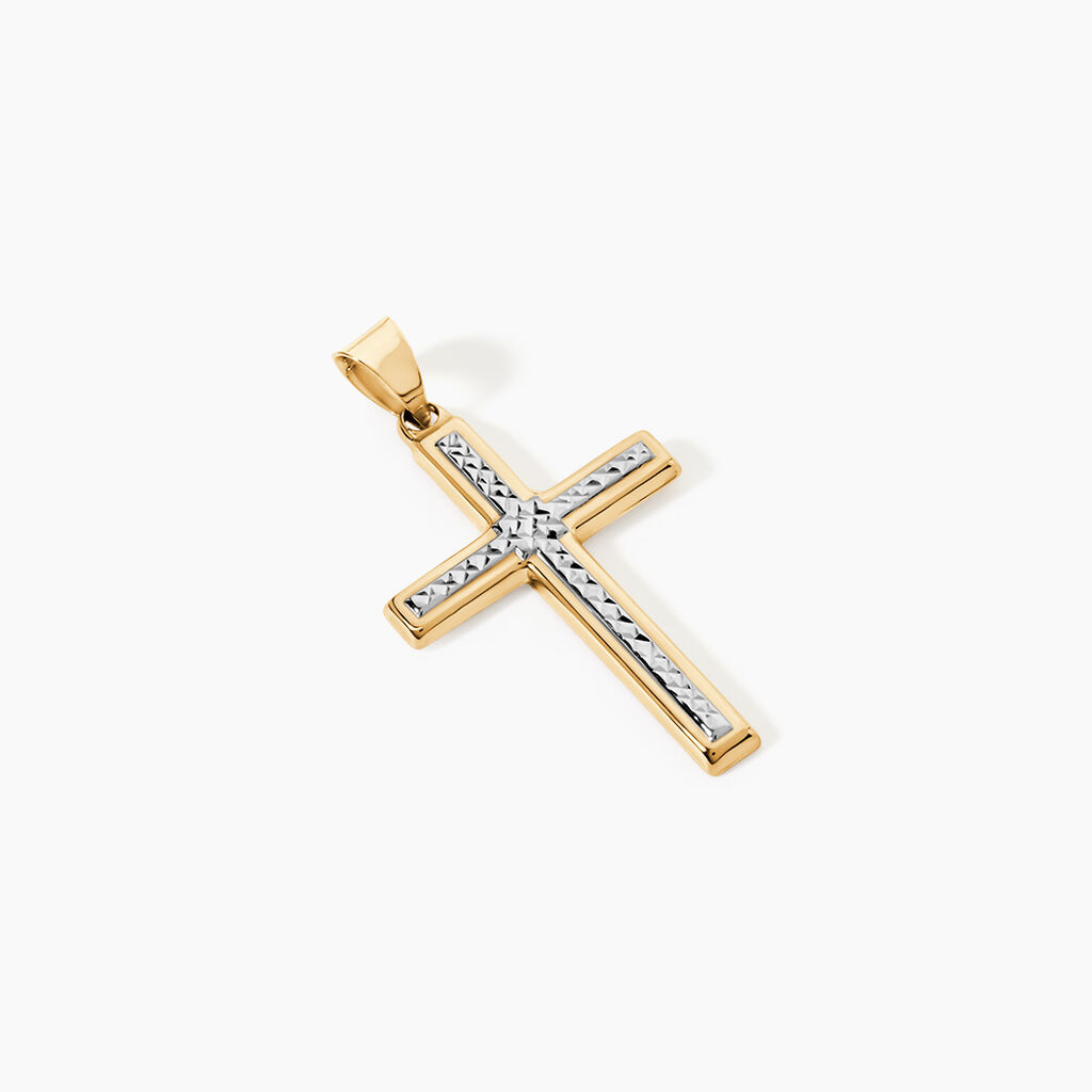 Pendentif Benny Croix Ciselee Or Bicolore - Pendentifs Femme | Marc Orian