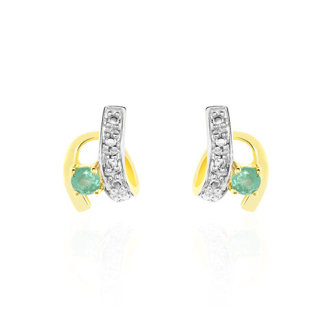 Boucles D'oreilles Puces Loubra Or Jaune Emeraude - Clous d'oreilles Femme | Marc Orian