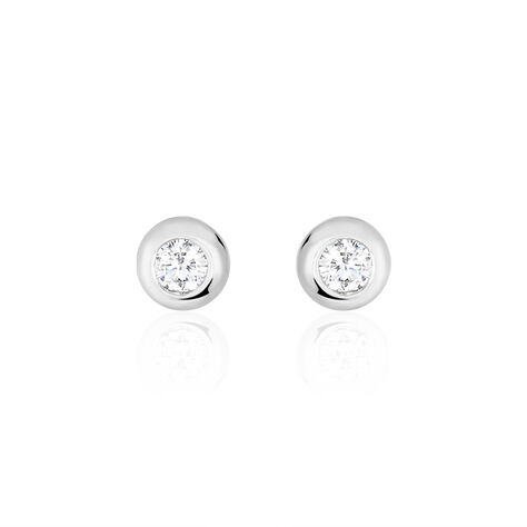 Boucles D'oreilles Puces Argent Blanc Laureano Oxyde De Zirconium - Puces Femme | Marc Orian