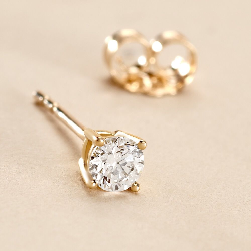 Boucle D'oreille Puce Unitaire Victoria Or Jaune Diamant - Puces Famille | Marc Orian