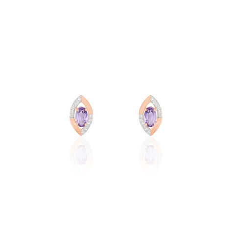 Boucles D'oreilles Pendantes Anastasie Or Rose Amethyste Et Diamant - Boucles d'oreilles Pendantes Femme | Marc Orian