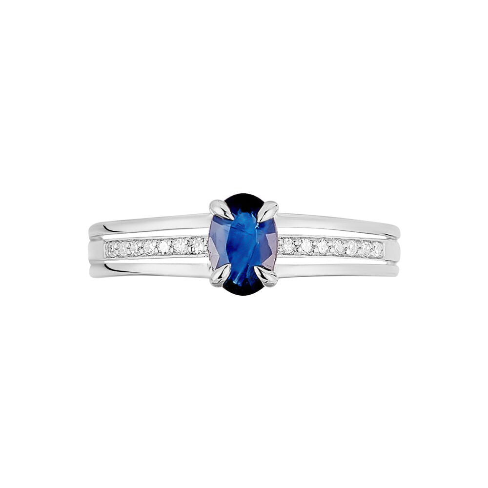 Bague Sylvestine Or Blanc Saphir Et Diamant - Solitaires Femme | Marc Orian
