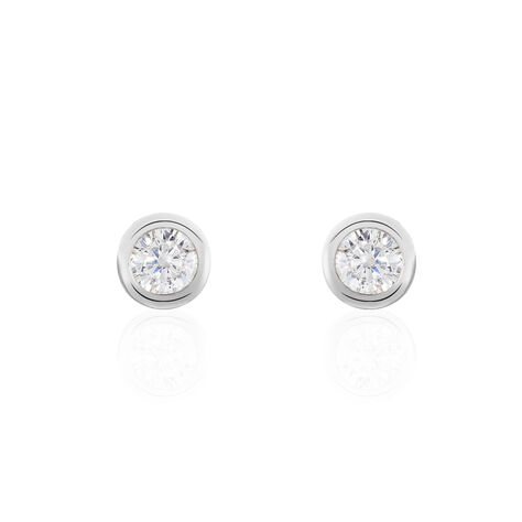Boucles D'oreilles Puces Daria Serti Clos Or Blanc Oxyde De Zirconium - Puces Femme | Marc Orian
