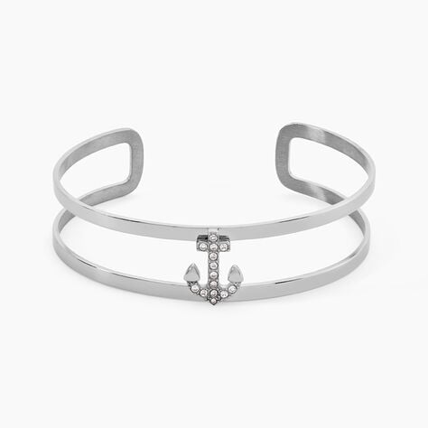 Bracelet Jonc Meysa Acier Blanc Strass - Bracelets joncs Femme | Marc Orian